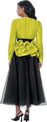 Stellar Looks <br> (Fall 2026) <br> SL601142 <br> <br> Green <br> 8 10 12 14 16 18 20 22 24<br><br>Pleats & Organza <br> 2 Piece Skirt Suit