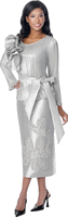 Stellar Looks <br> (Fall 2026) <br> SL601162 <br> <br> Silver <br> 8 10 12 14 16 18 20 22 24<br><br>Metallic Pleat & Twill <br> 2 Piece Skirt Suit