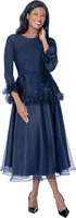 Stellar Looks <br> (Fall 2026) <br> SL601173 <br> <br> Navy <br> 8 10 12 14 16 18 20 22 24<br><br>Pleat & Organza <br> Skirt Suit
