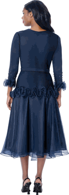 Stellar Looks <br> (Fall 2026) <br> SL601173 <br> <br> Navy <br> 8 10 12 14 16 18 20 22 24<br><br>Pleat & Organza <br> Skirt Suit