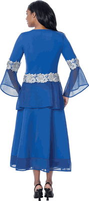 Stellar Looks <br> (Fall 2026) <br> SL601182-Ro <br> <br> Royal/Silver <br> 8 10 12 14 16 18 20 22 24<br><br>Crepe & Mesh <br> 2 Piece Skirt Suit