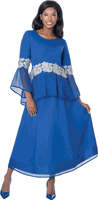 Stellar Looks <br> (Fall 2026) <br> SL601182-Ro <br> <br> Royal/Silver <br> 8 10 12 14 16 18 20 22 24<br><br>Crepe & Mesh <br> 2 Piece Skirt Suit