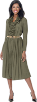 Stellar Looks <br> (Fall 2026) <br> SL601191 <br> <br> Olive <br> 8 10 12 14 16 18 20 22 24<br><br>Pleats <br> Dress