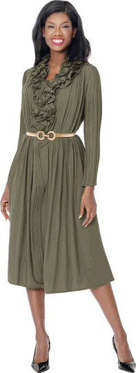 Stellar Looks <br> (Fall 2026) <br> SL601191 <br> <br> Olive <br> 8 10 12 14 16 18 20 22 24<br><br>Pleats <br> Dress