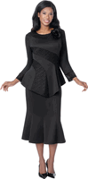 Stellar Looks <br> (Fall 2026) <br> SL601212 <br> <br> Black-Gold-Silver <br> 8 10 12 14 16 18 20 22 24<br><br>Scuba & Lace <br> 2 Piece Skirt Suit