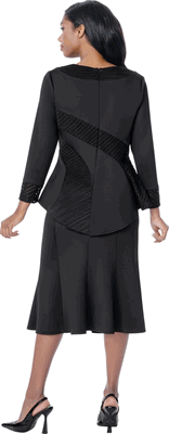Stellar Looks <br> (Fall 2026) <br> SL601212 <br> <br> Black-Gold-Silver <br> 8 10 12 14 16 18 20 22 24<br><br>Scuba & Lace <br> 2 Piece Skirt Suit