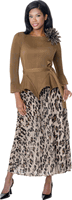 Stellar Looks <br> (Fall 2026) <br> SL601222 <br> <br> Cocoa-Multi <br> M L XL 1x 2x<br><br>Pleat & Organza <br> 2 Piece Skirt Suit
