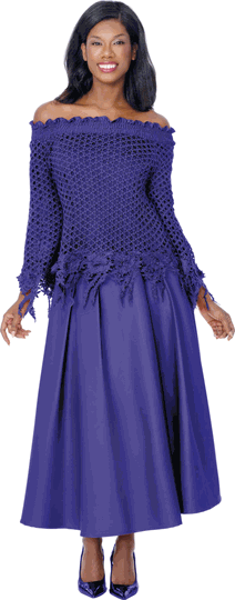 Stellar Looks <br> (Fall 2026) <br> SL601242 <br> <br> Purple <br> 8 10 12 14 16 18 20 22 24<br><br>Lace & Tri-Sateen <br> 2 Piece Skirt Suit