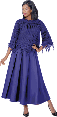 Stellar Looks <br> (Fall 2026) <br> SL601242 <br> <br> Purple <br> 8 10 12 14 16 18 20 22 24<br><br>Lace & Tri-Sateen <br> 2 Piece Skirt Suit
