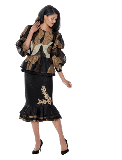 Stellar Looks <br> (Fall 2026) <br> SL601252 <br> <br> Multi <br> 8 10 12 14 16 18 20 22 24<br><br>Jacquard <br> 2 Piece Skirt Suit