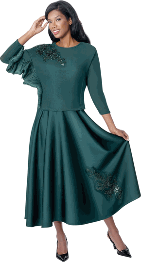Stellar Looks <br> (Fall 2026) <br> SL601263 <br> <br> Green <br> 8 10 12 14 16 18 20 22 24<br><br>Virtual Silk <br> Skirt Suit