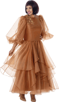 Stellar Looks <br> (Fall 2026) <br> SL601272 <br> <br> Coffee <br> 8 10 12 14 16 18 20 22 24<br><br>Organza <br> 2 Piece Skirt Suit