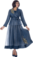 Stellar Looks <br> (Fall 2026) <br> SL601283 <br> <br> Navy/Gold <br> 8 10 12 14 16 18 20 22 24<br><br>Organza <br> Skirt Suit