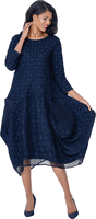 Stellar Looks <br> (Fall 2026) <br> SL601291 <br> <br> Navy <br> 8 10 12 14 16 18 20 22 24<br><br>Novelty & Mesh <br> Dress