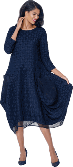 Stellar Looks <br> (Fall 2026) <br> SL601291 <br> <br> Navy <br> 8 10 12 14 16 18 20 22 24<br><br>Novelty & Mesh <br> Dress