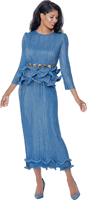 Stellar Looks <br> (Fall 2026) <br> SL601312 <br> <br> Royal <br> 8 10 12 14 16 18 20 22 24<br><br>Metallic Pleats <br> 2 Piece Skirt Suit