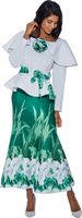 Stellar Looks <br> (SALE) <br> SL1572 <br> <br> GREEN <br> 8 22w 24w<br><br>Scuba Skirt Suit with Peplum Jacket and Sash Belt <br> 2 Piece Skirt Suit