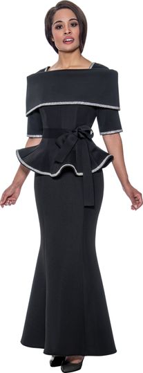 Stellar Looks <br> (Fall 2025) <br> SL1692 <br> <br> Black <br> 8 10 12 14 16 18 <br>  16w 18w 20w 22w 24w 26w<br><br>Scuba <br> 2 Piece Skirt Suit