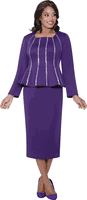 Stellar Looks <br> (Fall 2025) <br> SL600292 <br> <br> Purple <br> 8 10 12 14 16 18 <br>  16w 18w 20w 22w 24w 26w<br><br>Scuba <br> 2 Piece Skirt Suit