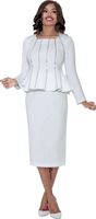 Stellar Looks <br> (Fall 2025) <br> SL600292 <br> <br> White <br> 8 10 12 14 16 18 <br>  16w 18w 20w 22w 24w 26w<br><br>Scuba <br> 2 Piece Skirt Suit