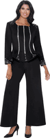 Stellar Looks <br> (Fall 2025) <br> SL600472 <br> <br> Black <br> 8 10 12 14 16 18 <br>  16w 18w 20w 22w 24w 26w<br><br>Scuba <br> 2 Piece Pant Suit