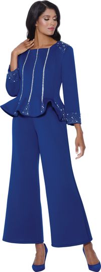 Stellar Looks <br> (Fall 2025) <br> SL600472 <br> <br> Royal <br> 8 10 12 14 16 18 <br>  16w 18w 20w 22w 24w 26w<br><br>Scuba <br> 2 Piece Pant Suit