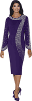 Stellar Looks <br> (Fall 2025) <br> SL600551 <br> <br> Purple <br> 10 12 14 16 18 <br>  16w 18w 20w 22w 24w<br><br>Light Scuba <br> 1 Piece Dress