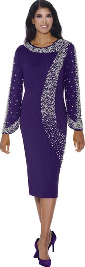 Stellar Looks <br> (Fall 2025) <br> SL600551 <br> <br> Purple <br> 10 12 14 16 18 <br>  16w 18w 20w 22w 24w<br><br>Light Scuba <br> 1 Piece Dress