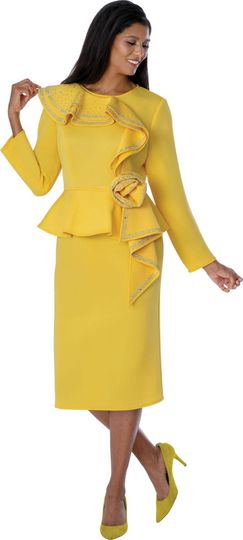 Stellar Looks <br> (Spring 2026) <br> SL600461 <br> <br> Yellow <br> 8 10 12 14 16 18 <br>  16w 18w 20w 22w 24w 26w<br><br>Light Scuba <br> 1  Piece Dress