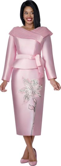 Stellar Looks <br> (Spring 2026) <br> SL600882 <br> <br> Pink <br> 8 10 12 14 16 18 <br>  16w 18w 20w 22w 24w 26w<br><br>Twill <br> 2 Piece Skirt Suit