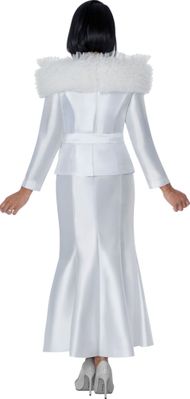 Stellar Looks <br> (Spring 2026) <br> SL600952 <br> <br> White <br> 8 10 12 14 16 18 <br>  16w 18w 20w 22w 24w 26w<br><br>Shantung <br> 2 Piece Skirt Suit