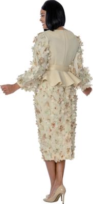 Stellar Looks <br> (Spring 2026) <br> SL600972 <br> <br> Tan-Multi <br> 8 10 12 14 16 18 <br>  16w 18w 20w 22w 24w 26w<br><br> <br> 2 Piece Skirt Suit