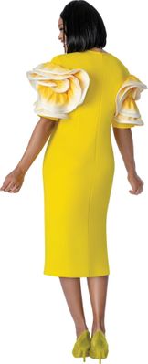 Stellar Looks <br> (Spring 2026) <br> SL600981 <br> <br> Yellow/White <br> 8 10 12 14 16 18 <br>  16w 18w 20w 22w 24w 26w<br><br>Scuba <br> 1  Piece Dress