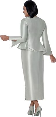 Stellar Looks <br> (Spring 2026) <br> SL600993 <br> <br> Silver <br> 8 10 12 14 16 18 <br>  16w 18w 20w 22w 24w 26w<br><br>Shantung <br> 3 Piece Jacket, Skirt & Pants