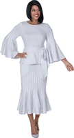 Stellar Looks <br> (Spring 2026) <br> SL601012 <br> <br> White <br> 8 10 12 14 16 18 <br>  16w 18w 20w 22w 24w 26w<br><br>Crepe <br> 2 Piece Skirt Suit