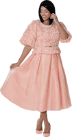 Stellar Looks <br> (Spring 2026) <br> SL601022 <br> <br> Pink <br> 8 10 12 14 16 18 <br>  16w 18w 20w 22w 24w 26w<br><br>Novelty 3D + Organza <br> 2 Piece Skirt Suit