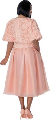 Stellar Looks <br> (Spring 2026) <br> SL601022 <br> <br> Pink <br> 8 10 12 14 16 18 <br>  16w 18w 20w 22w 24w 26w<br><br>Novelty 3D + Organza <br> 2 Piece Skirt Suit