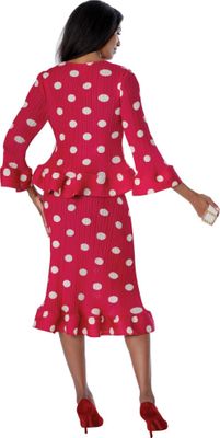 Stellar Looks <br> (Spring 2026) <br> SL601052 <br> <br> Hot-Pink/White <br> 8 10 12 14 16 18 <br>  16w 18w 20w 22w 24w 26w<br><br>Pleats <br> 2 Piece Skirt Suit