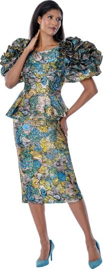 Stellar Looks <br> (Spring 2026) <br> SL601062 <br> <br> Multi <br> 8 10 12 14 16 18 <br>  16w 18w 20w 22w 24w 26w<br><br>Twill <br> 2 Piece Skirt Suit