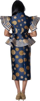 Stellar Looks <br> (Spring 2026) <br> SL601072 <br> <br> Navy/Multi <br> 8 10 12 14 16 18 <br>  16w 18w 20w 22w 24w 26w<br><br>Twill <br> 2 Piece Skirt Suit