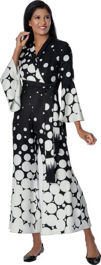 Stellar Looks <br> (Spring 2026) <br> SL601081 <br> <br> Black/White <br> 8 10 12 14 16 18 <br>  16w 18w 20w 22w 24w 26w<br><br>Honeycomb <br> 1  Piece Jumpsuit