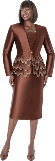 Susanna <br> (Fall 2026) <br> s3008-BR <br> <br> Brown <br> 8 10 12 14 16 18 20 22 24 <br> 3 Piece Jacket, Cami  & Skirt