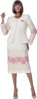 Susanna <br> (Spring 2026) <br> s3000 <br> <br> Cream <br> 8 10 12 14 16 18 20 22 <br> 2 Piece Jacket & Dress Floral pattern print design & Rhinestone Brooch