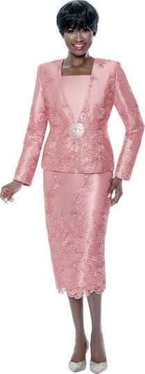 Susanna <br> (Spring 2026) <br> s3975 <br> <br> Mauve  <br>  Navy <br> 8 10 12 14 16 18 20 22 24 <br> 3 Piece Skirt Suit Silky Twill & Lace Combination with Rhinestone Embellishment & Rhinestone Clasp Closure