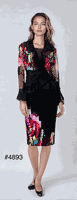 Tally Taylor <br> (2025) <br> TT4893 <br> <br> Black <br> 8 10 12 14 16 18 20 22 24<BR><BR>3pc Elegant Organza Suit, Ruffle Trim w/Graceful Watercolor Influenced Accents