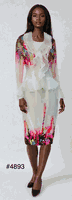 Tally Taylor <br> (2025) <br> TT4893 <br> <br> White <br> 8 10 12 14 16 18 20 22 24<BR><BR>3pc Elegant Organza Suit, Ruffle Trim w/Graceful Watercolor Influenced Accents
