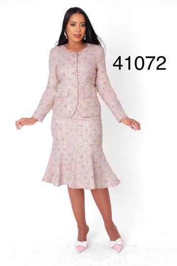 Tally Taylor <br> (2026) <br> TT41072 <br> <br> Blush <br> 8 10 12 14 16 18 20 22<BR><BR>Embroidered Sequin Tweed Jacket & Skirt Set