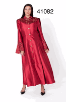 Tally Taylor <br> (2026) <br> TT41082-Re <br> <br> Red <br> 6 8 10 12 14 16 18 <br> 16w 18w 20w 22w 24w 26w<BR><BR>Geometric Yoke Clergy Robe w/Gold Button Front And Flared Cuff Sleeves
