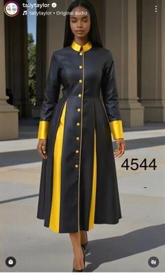 Tally Taylor <br> (In Stock Year Round) <br> TT4544 <br> <br>  BLACK/GOLD <BR> BLACK/SILVER <BR> WHITE/BLACK  <br>  WHITE/PURPLE <br> 6 8 10 12 14 16 18 <br>  16w 18w 20w 22w 24w 26w<BR><BR>1 pc.Robe w/Rhinestone Buttons, Unique Two Tone Pleated Design