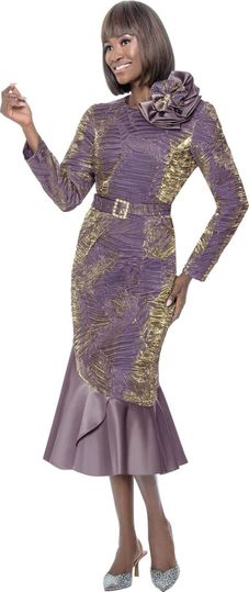 Terramina <br> (Spring 2026) <br> T7209 <br> <br> Orchid  <br>  White <br> 8 10 12 14 16 18 20 22 <br> 1 Piece Dress Features Peplum